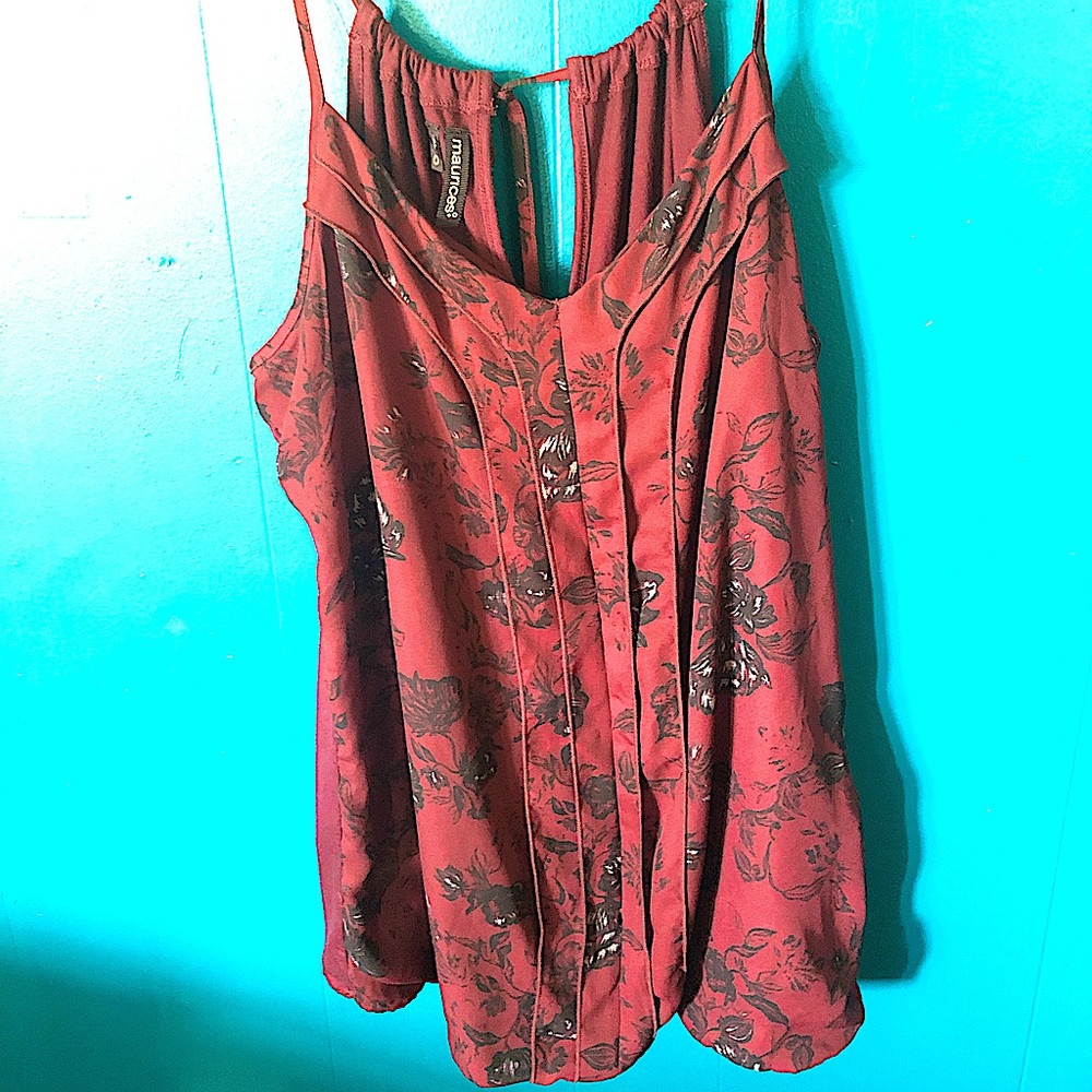 Maurice’s Plus 0x Crimson Floral Tank Blouse 🍁